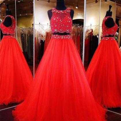 Hot Selling Red Prom Dresses,Pretty Prom Dresses,Two Piece Prom Dresses ...