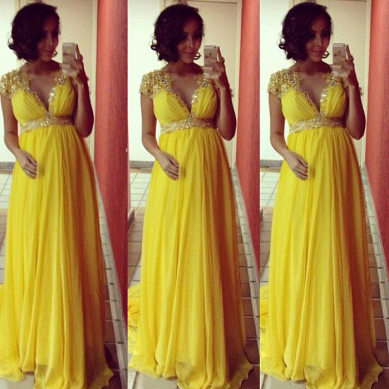 Yellow Baby Shower Party Dresses Maternity Dresses Plus Size Party