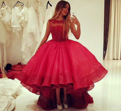 High low puffy dress discount