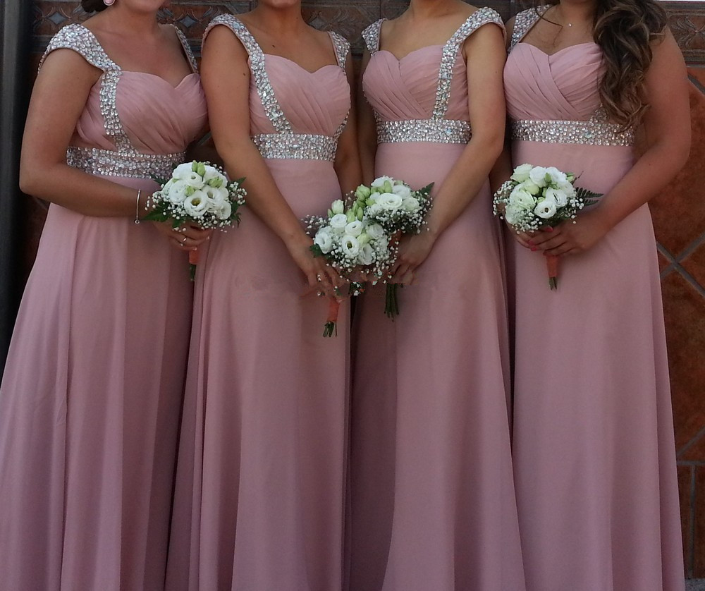 Pink and hot sale silver bridesmaid dresses