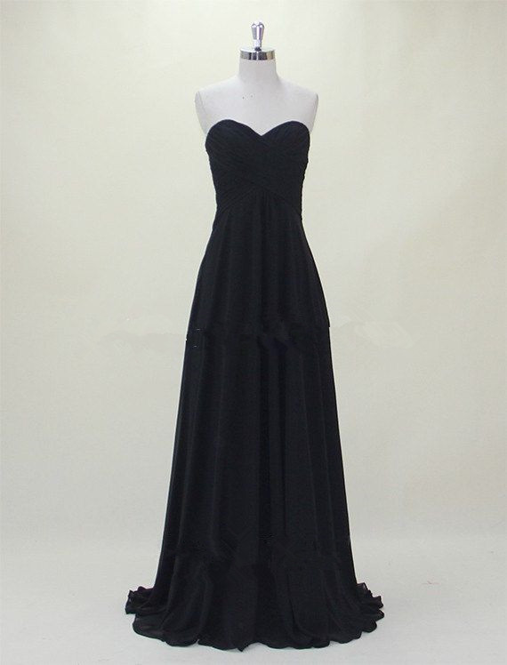 Pretty Simple Black Sweetheart Floor Length Bridesmaid Dresses