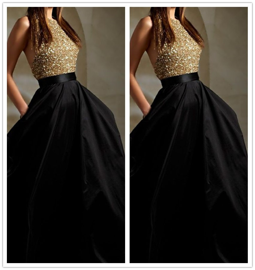 Black and gold 2025 two piece dress