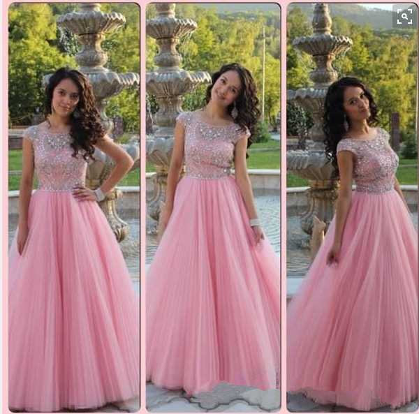 silver and pink prom dress