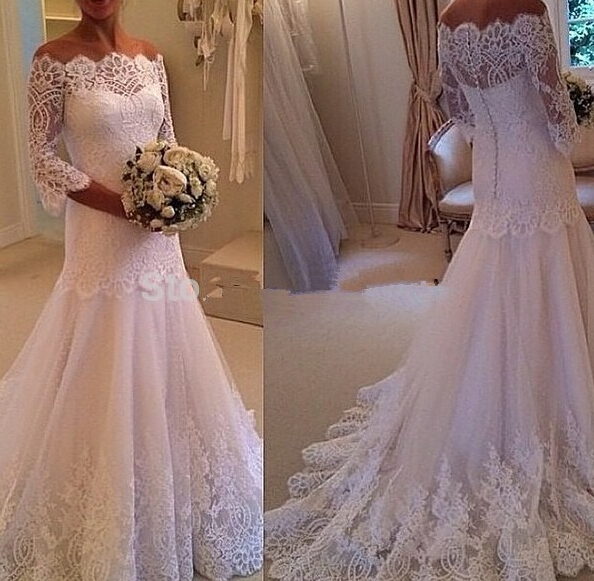 Design Fashionable Sexy Wedding Dress,mermaid Lace Wedding Dress Half Sleeve Bridal Gown Uk4917