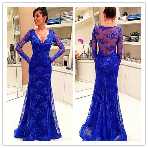 royal blue lace evening gown