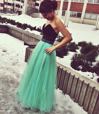 Mint green and clearance black prom dress