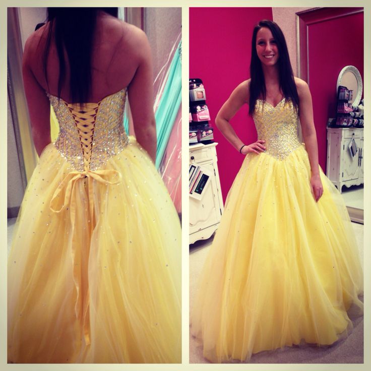 yellow sparkly prom dress