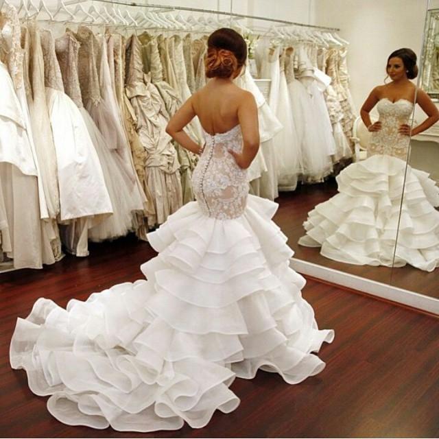 Plus Size Mermaid Wedding Dresses Sweetheart White Lace Bridal