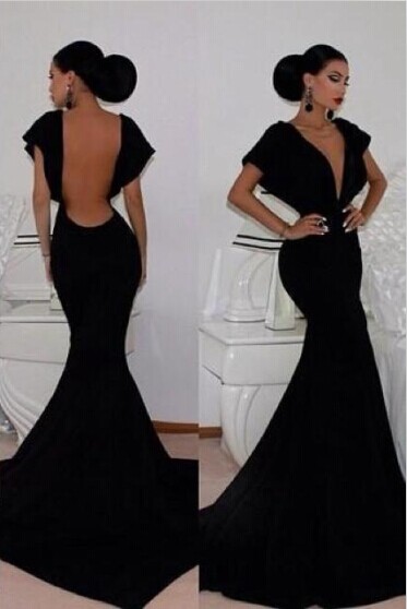 deep v open back dress