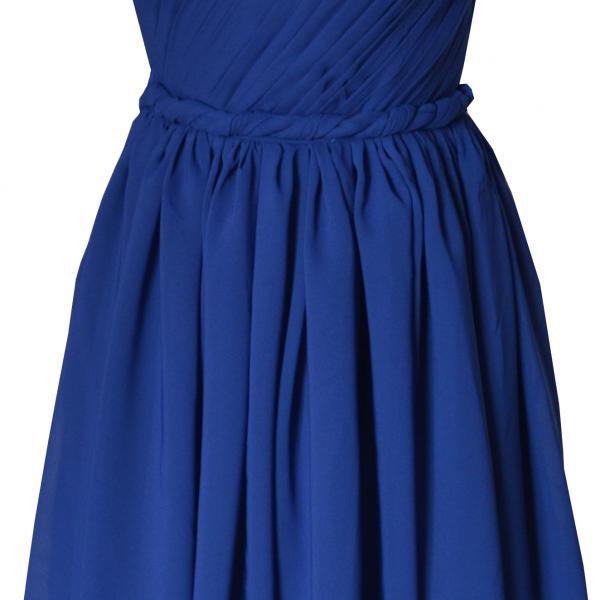 One Shoulder Royal Blue Simple Elegant Knee Length Short Prom Dress