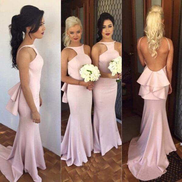 Enhancing Pink Mermaid Floor Length Prom Dress Handmade Evening Dresses ...