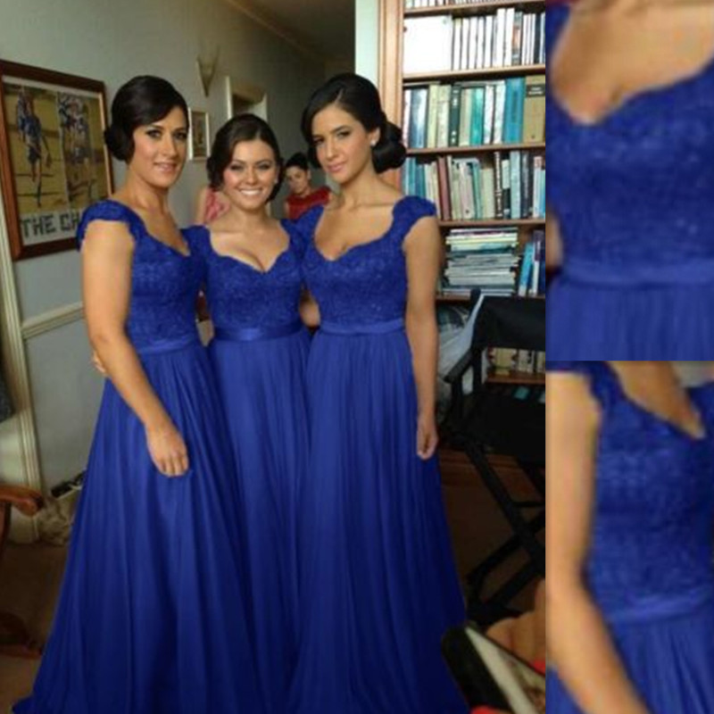 Royal Blue Bridesmaids Dresses,long Maid Of Honor Gowns A-line Vintage ...